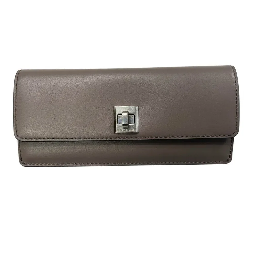 Michael Kors NWT Natalie Cinder Leather Flat Wallet With Silver-Tone Hardware